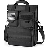 FRTKK Tactical Messenger Bag Military MOLLE Sling Shoulder Pack Briefcase Laptop Assault Gear Handbags Utility Carry Satchel (Black, 13.3 inch)
