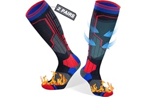 Reamphy 2 Pairs Merino Wool Ski Socks Men Women Compression Snowboard Winter Thermal Socks Knee Socks for Skiing Snow Hiking