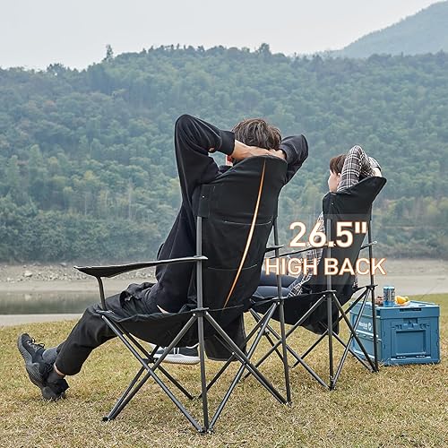 EVER ADVANCED Folding Camping Chair for Outside with High Back