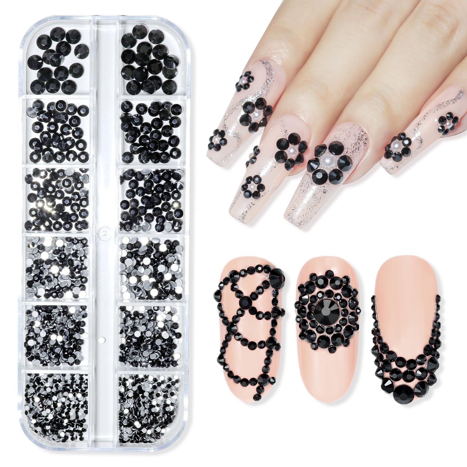 Makartt Rhinestones, Crystal Nail Gems, Flat Back Gems Crystal Nail Rhinestones for Nail, Nail Diamonds Stone Nail Charms DIY Crafts Makeup Nail Accessories