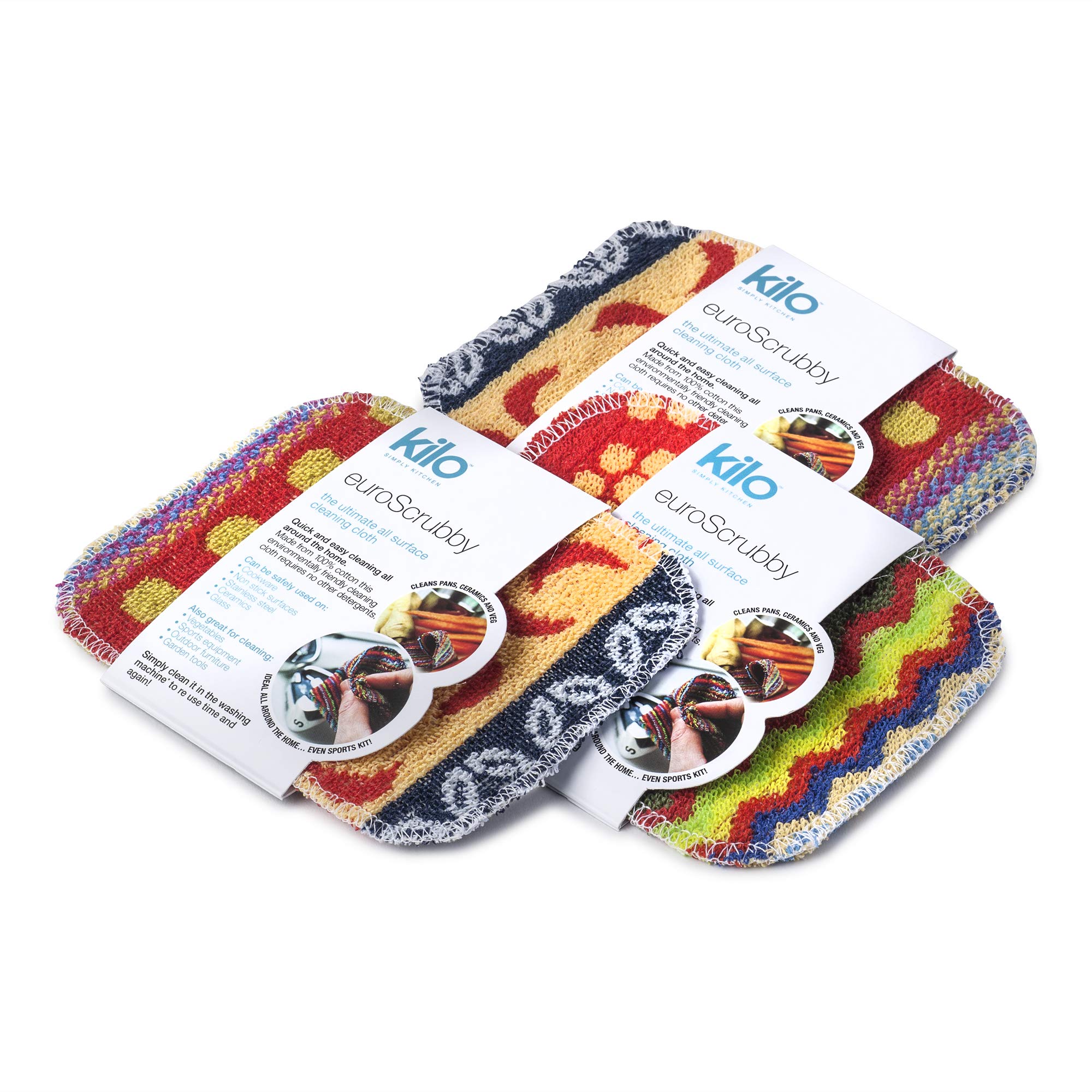 Kilo Non-Scratch Scourer, Purpose, Environmentally Friendly Scrubby – Multi Colour Set of 3, One Size, 17x13cm