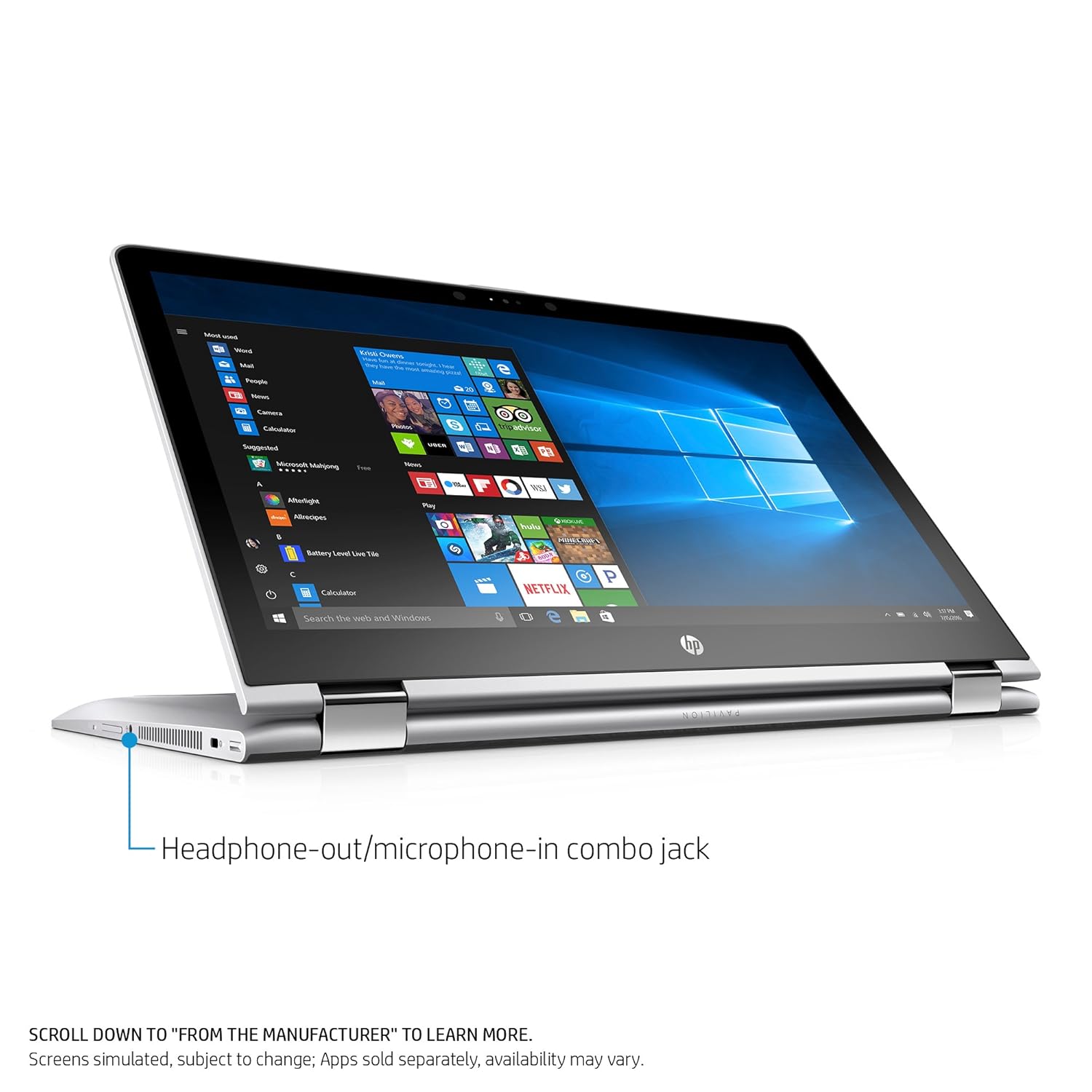 Amazon.com: HP Pavilion x360 15-inch Convertible Laptop, Intel Core  i5-7200U, 8GB RAM, 1TB hard drive, Windows 10 (15-br010nr, Silver):  Computers & ...