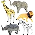 Click N' Play Jumbo 10.5”" Animal Figurine Playset, Assorted 5Piece Realistically Designed Wild Zoo, Safari, Jungle Plastic Animals for Kids & Toddlers