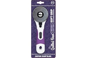 The Quilted Bear Rotary Cutter - Ergonomic Soft Grip Rotary Cutter for Fabric with Sharp Cutting Blade & Easy Blade Replace System (60mm Rotary Cutter)