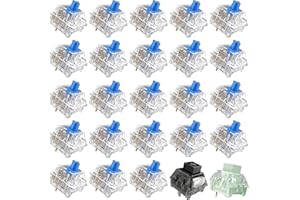 Mciepny ZhouWang Crystal Blue Switch 3 Pin 50gf Clicky Accurate Typing Dustproof Switches,Keyboard Clicker Replacement for Mechanical Gaming Keyboard(43pcs Crystal Blue + 2pcs Kailh Switch)