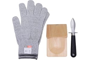 3 Piece Oyster Shucker Opener Set,Oyster Shucking Knife and Level 5 Protection Food Grade Cut Resistant Gloves Shellfish Seaf