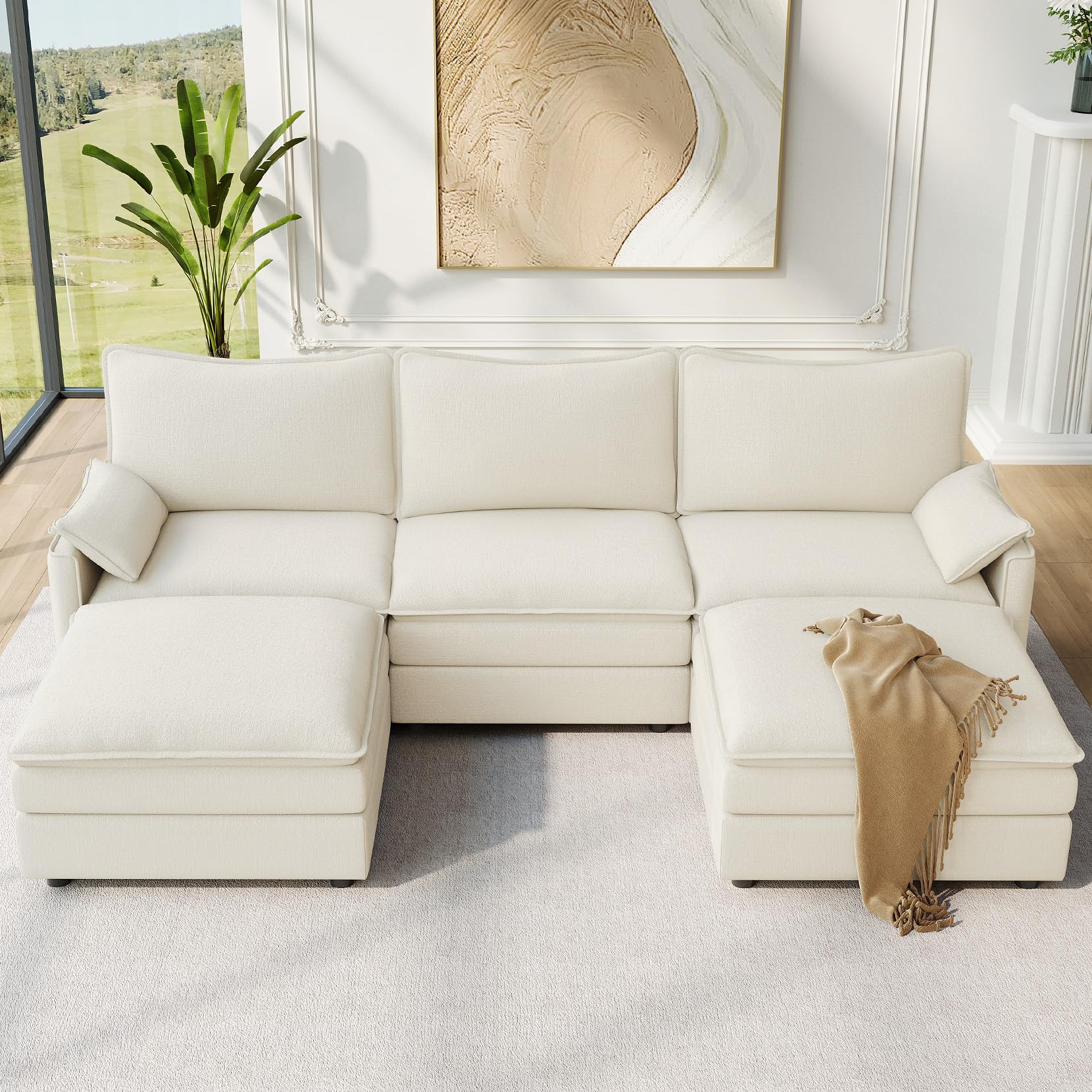 Photo 1 of ***sectional only***
Vesgantti 108" U Shaped Sectional Couch, Comfy Cloud Modular Sectional Sofa with 2 Ottoman Deep Seat Chenille Modern Cloud Sofa, Modular Sofas for Living Room, Bedroom and Apartment, Creamy Beige