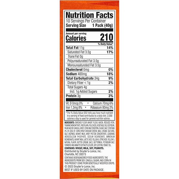 LANCE SANDWICH CRACKERS, TOASTCHEE CHEDDAR, 10 INDIVIDUALLY WRAPPED PACKS, 6 SANDWICHES EACH