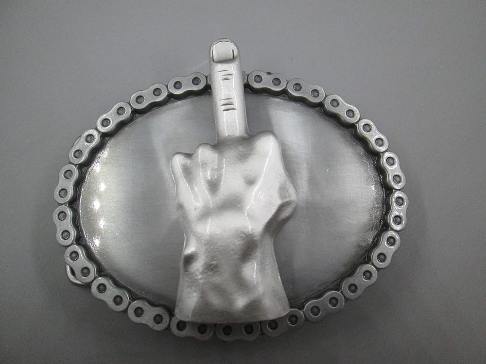 middle finger belt buckle