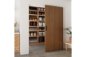 BARNSMITH 40"x86" Concealed Sliding Barn Door with Soft Close Mechanism, Brown Hidden Barn Door, Waterproof Vinyl Wrapped, Fits Opening Width 32"-36", Widely Used