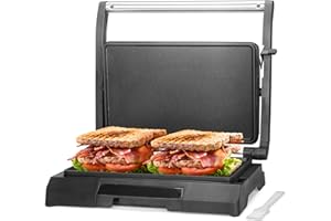 Baker's Friend Mini Panini Press Electric Griddle, 2 Slices of Panini Grill Press Sandwich Maker Press, Sandwichera Electrica