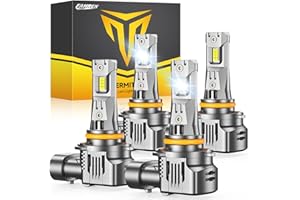 FAHREN Upgraded 9005 9006 bulbs combo, 150,000LM 12X Super Brightness HB3 HB4 Bulb,6500K Cool Wither 1:1 Mini Size Replacement, Plug and Play fog bulbs, Pack of 4