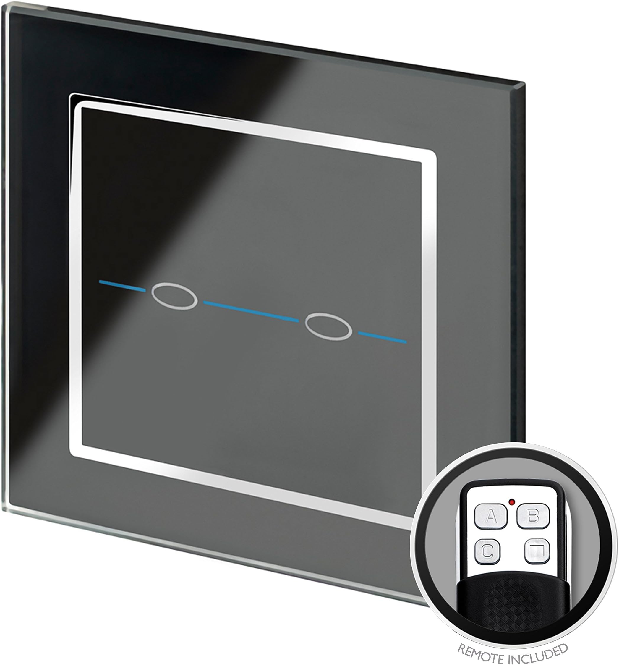 Retrotouch Stunning Innovative Designer Range 2-Gang 2-Way/ Intermediate Touch and Remote Light Switch, Black