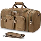 Gonex Canvas Duffle Bag for Travel, Expandable Water Resistant 50L Carry on Duffel Overnight Weekender Gym Bag with Wet Dry Separation Pocket & Suitcase Handle Sleeve,Coffee