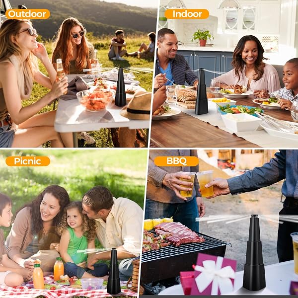 FLY FANS FOR TABLES, FLY REPELLENT FAN INDOOR OUTDOOR WITH HOLOGRAPHIC BLADES, BATTERIES POWERED FOR PICNIC, PARTY, RESTAURANT, KITCHEN, AND BBQ,4 PACK