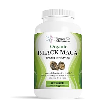 Amazon.com : Desirable Shapes Organic Peru black maca root tablets 1000 milligram per serving dietary supplement, 100 tablets per bottle, natural NON-GMO ...