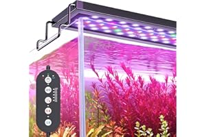 SEAOURA LED Aquarium Light for 12-18in Freshwater Tank, Full Spectrum Aquarium Light for Plant Growth, 6H/8H/12H Timer, WRB 3 Channel Customizable, 10 Brightness & 11 Colors, Adjustable Bracket - 12W