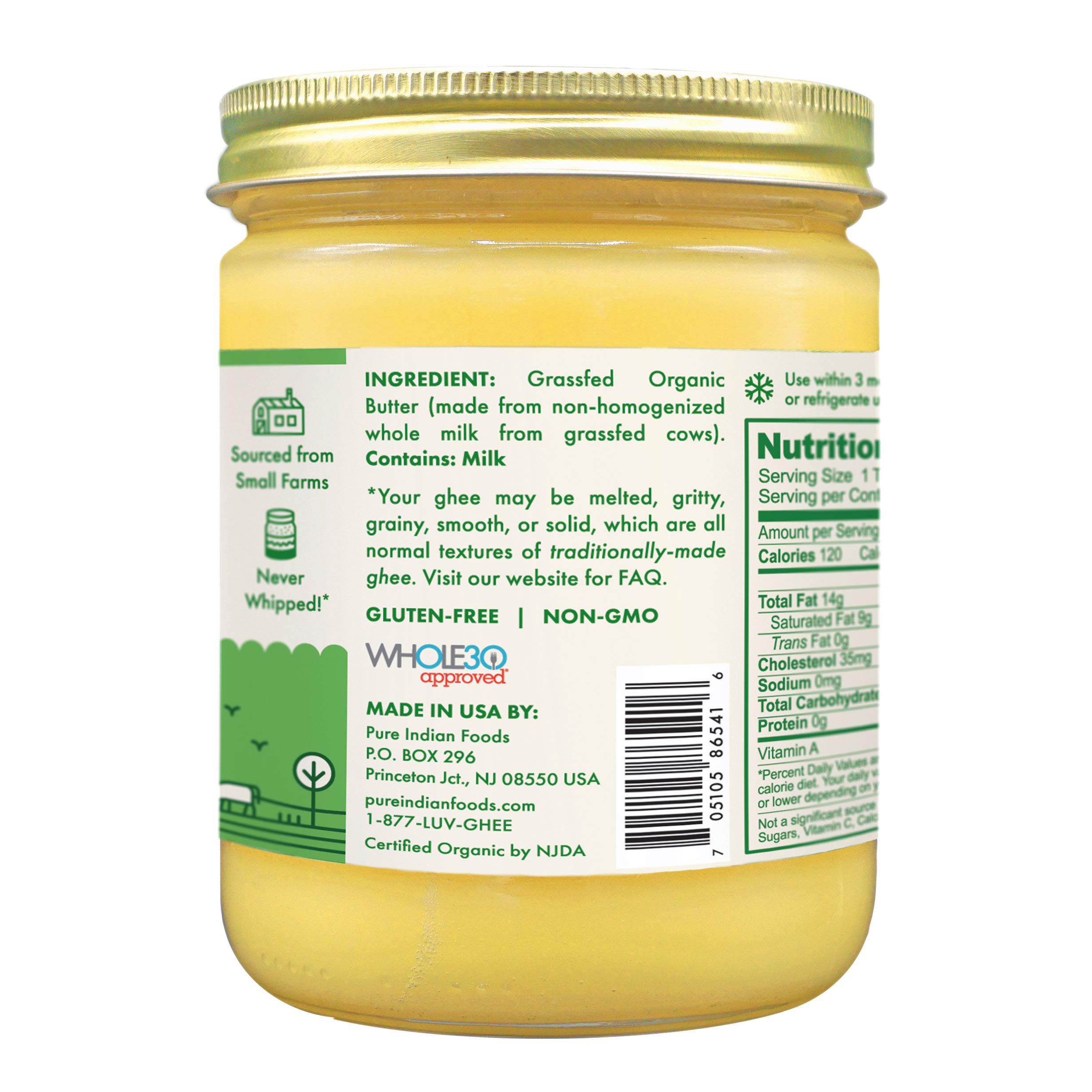 Grassfed Organic Original Ghee by Pure Indian Foods, 14 oz, Pasture