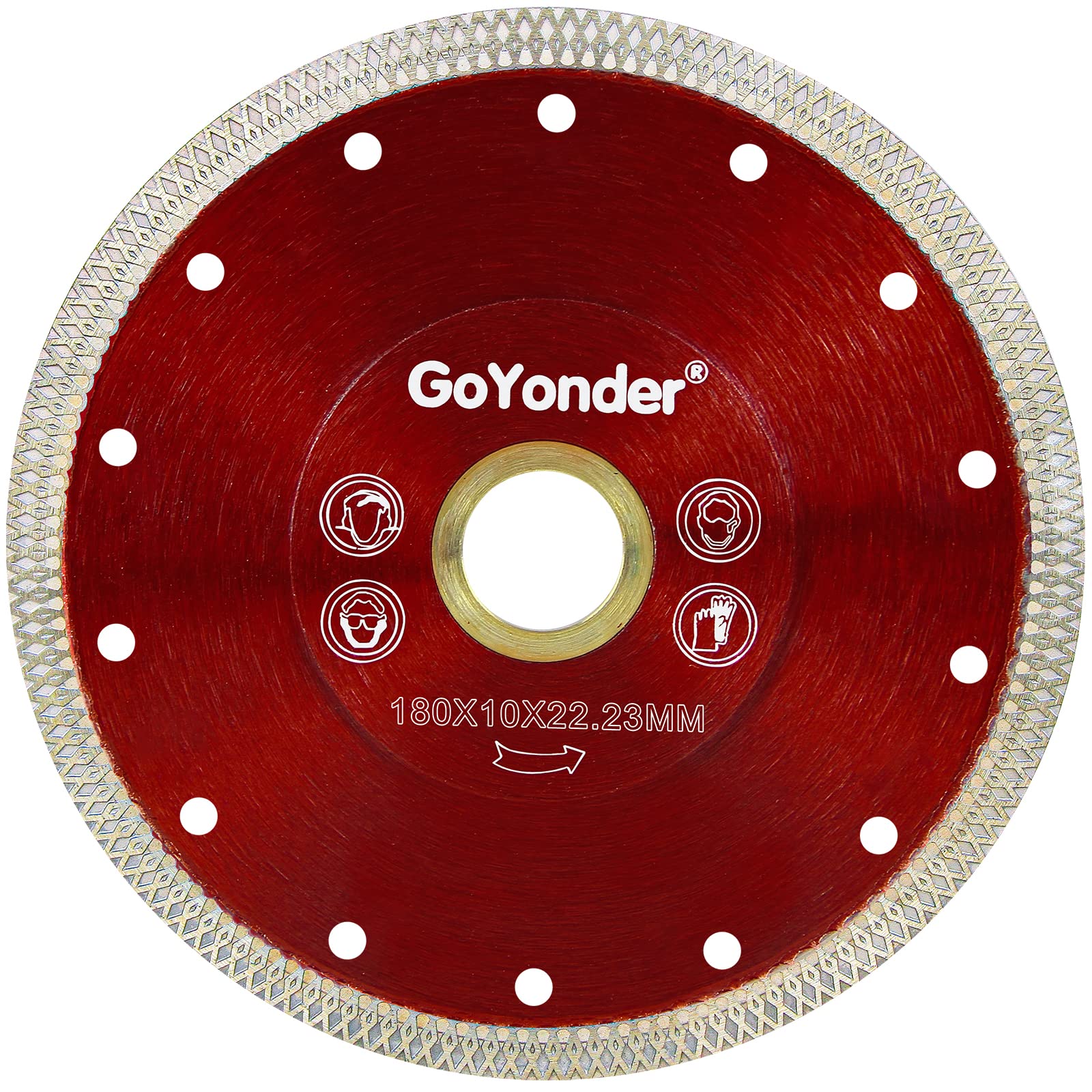 GoYonder Super Thin 7" Porcelain Cutting Disc, 180mm Tile Cutting Discs Porcelain Blade for Cutting Ceramic or Tile, Diamond Blade for Angle Grinder (7inch-Red)