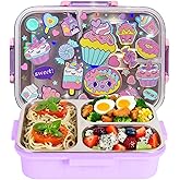 Stainless Steel Bento Lunch Box for Kids, 800ml/27oz BPA-Free Leak-Proof Food Containers with 3 Compartments, Freezer & Dishwasher Safe, Back to School Students Lunches Size for Ages 3-7