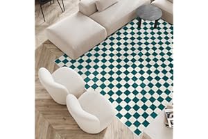 GUYI RARE Checkered Rug Washable Checker Area Rug Rug Carpets Aesthetic Indoor Floor Carpet Rugs for Living Room Dorm Bedroom Dining Room Christmas Rug (Blue, 4x6 ft (clearence))