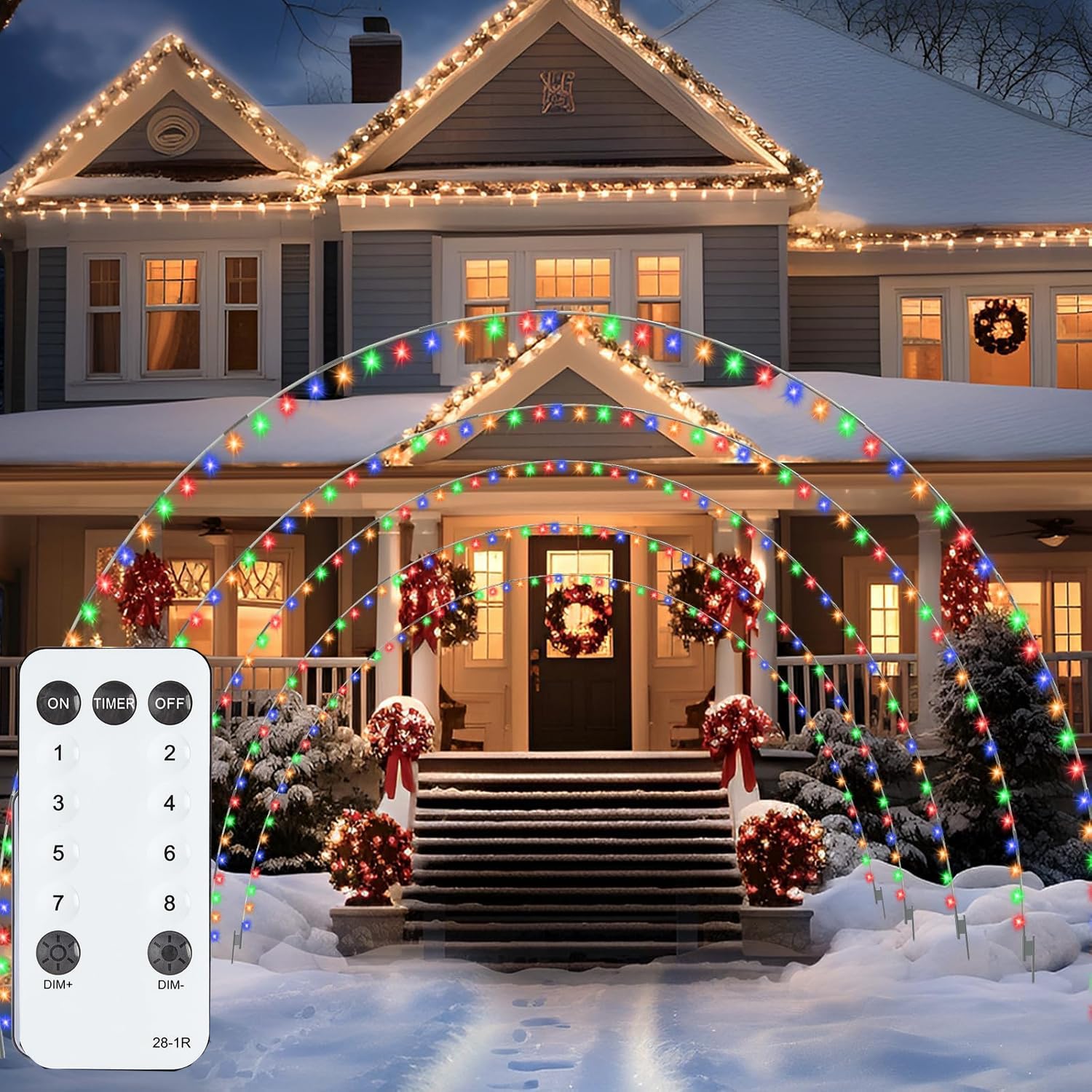 Photo 1 of Brightown 3 Pack Christmas Archway Outdoor,24FT 300LEDs Christmas Light Arch with 8 Light Modes, Simple and Easy Assembly, Customizable & Reusable,Mulit-Color