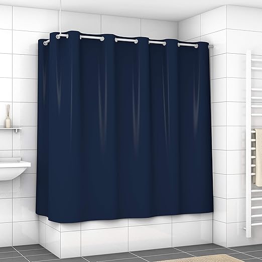 EXCLUSIVE Shower Curtain with metal eyelets (Navy Blue, 120cm x 200cm