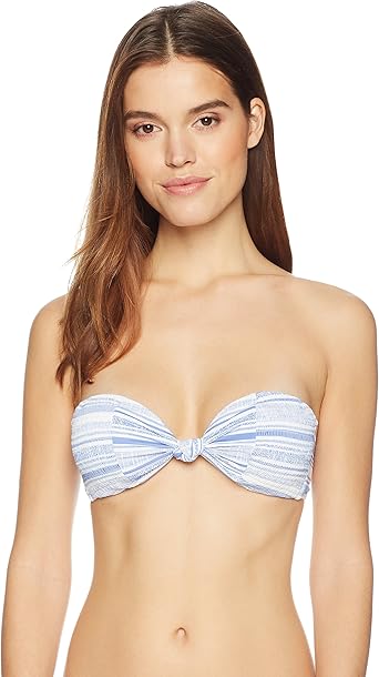 smocked bandeau bikini top