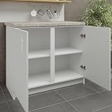 JD Greta 1000mm Fixed Height Kitchen Base Cabinet with 38mm Worktop - White view 4