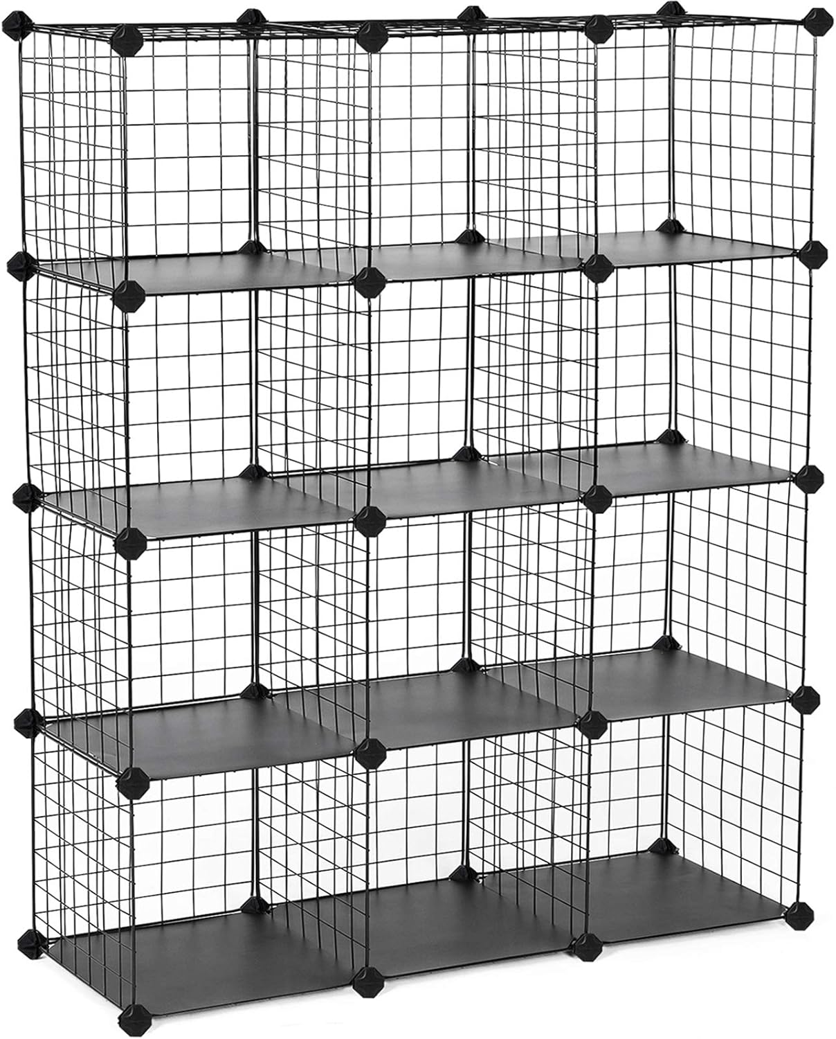 stackable rack on Amazon Com Songmics Metal Wire Cube Storage 12 Cube Shelves Organizer Stackable Storage Bins Modular Bookcase Diy Closet Cabinet Shelf 36 6 L X 12 2 W X 48 4 H Black Furniture Decor