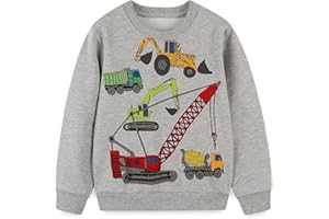 BTGIXSF Little Boys Cotton Crewneck Cartoon Long Sleeve Pullover Sweatshirts Tops