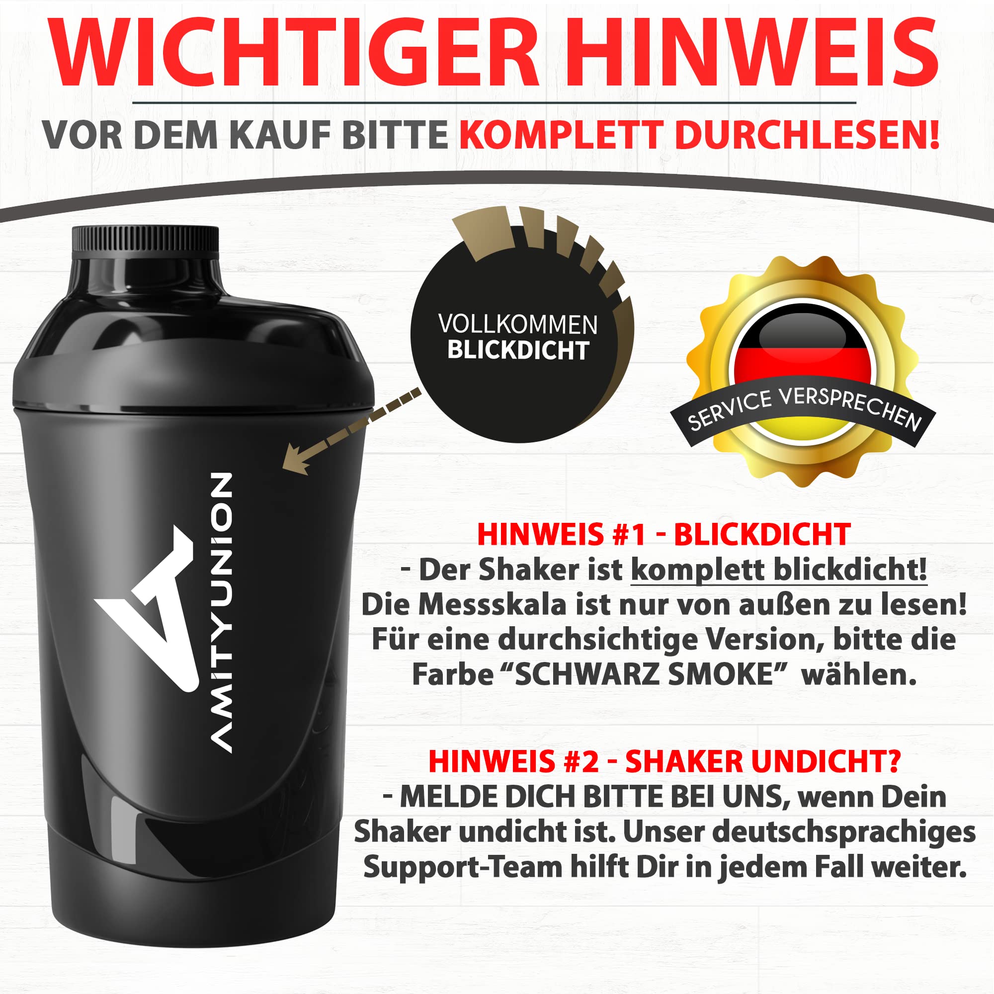 AMITYUNION Protein Shaker Deluxe 800 ml - Eiweiß auslaufsicher - BPA frei 5
