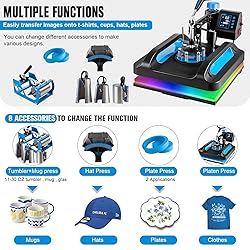 Leomru 15x15 Heat Press Machine, 8 in 1 Heat Press