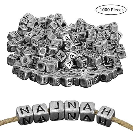 Perles Alphabetpaquet De 1000 Az 5 Mm Perles En Plastique De Pour La Fabrication De Bijoux Perle Carrée Effet Argenté Pour Lartisanat Perles - 