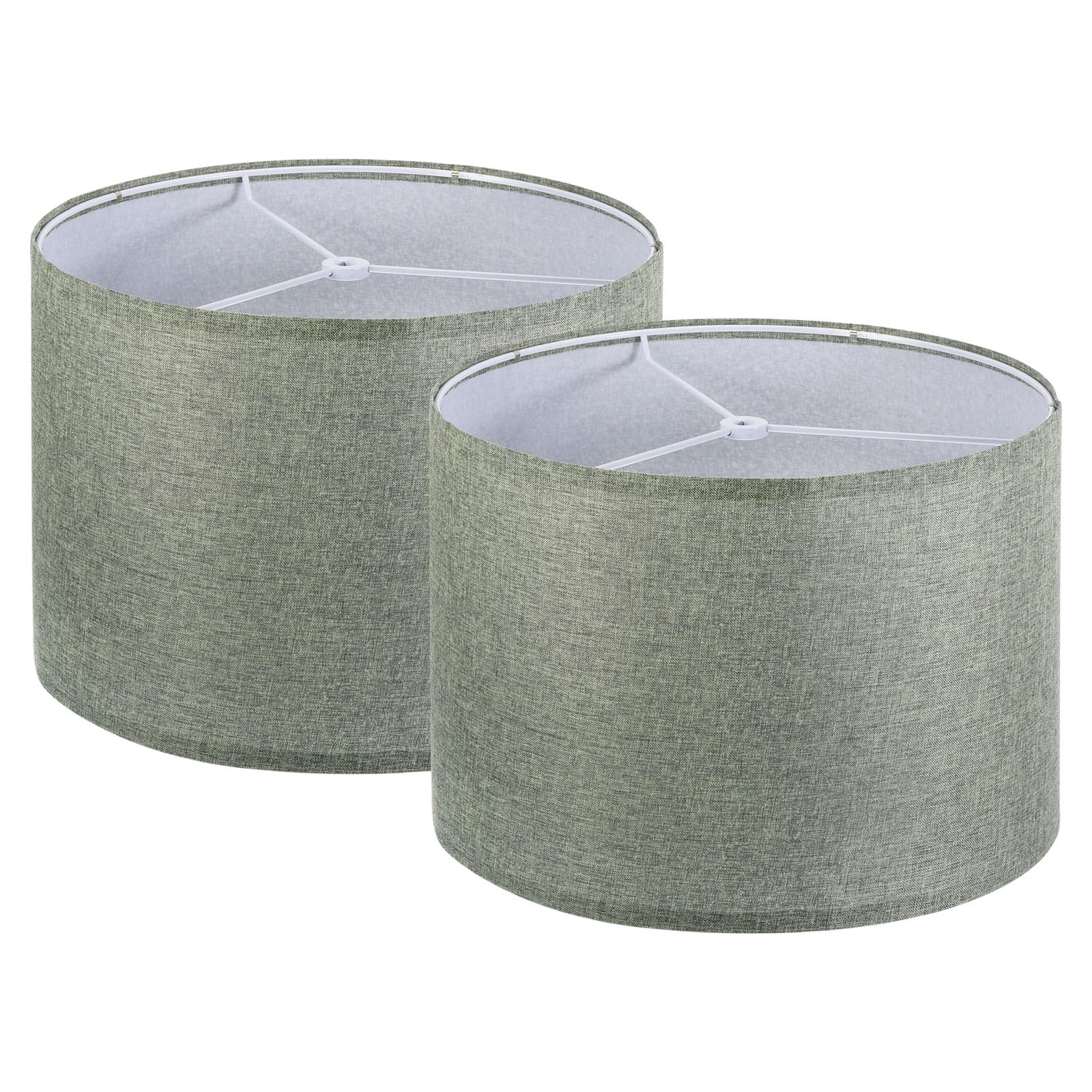 Photo 1 of PATIKIL Drum Lamp Shades Set of 2, 13"x13"x9" Linen Round Lamp Shade for Table Lamps Easy Assembly Lampshade for Table Lamps Floor Lamps Bedside, Gray Green