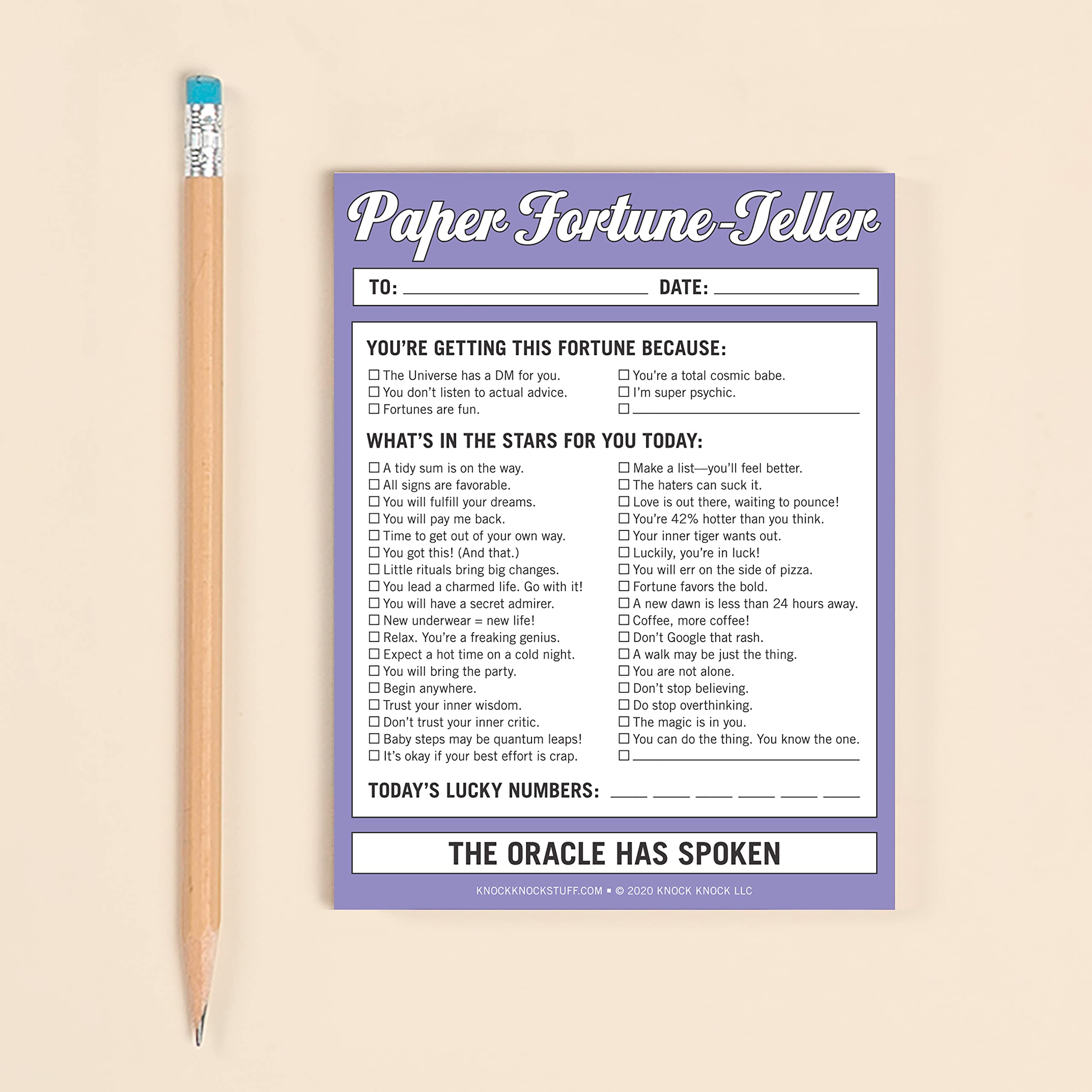Knock Knock Paper Fortune Teller Nifty Note Pad - Oracle Gift Paper Fortune Teller Pad, 4 x 5.25-inches