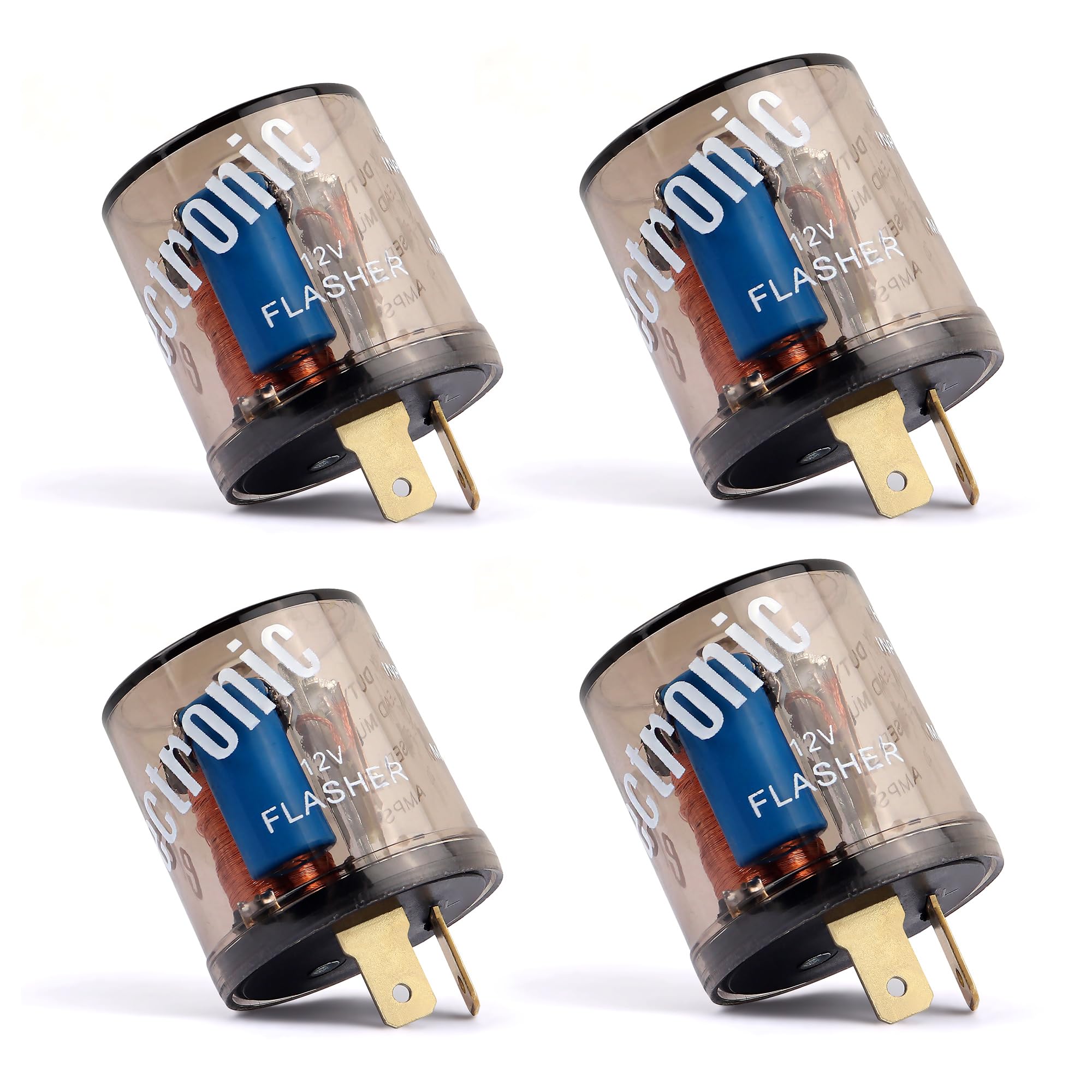 4PCS 12V Flasher Relay,Heavy Duty 2-Pin Turn Signal
