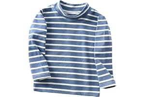 Toddler Baby Girls Basic Stripe Long Sleeve Mock Turtleneck Cotton T-Shirt Kids Baselayer Shirt Baby Boy Fall Outfits