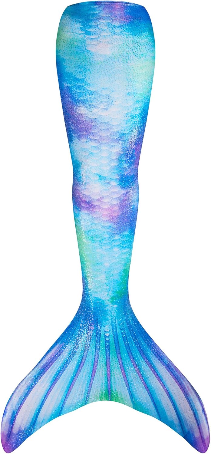 Fin Fun Mermaid Tail, Reinforced Tips, Monofin Included, Watercolor Waves, Youth 06: Clothing