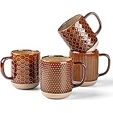 GBhome Large Coffee Mugs Set of 4, 16oz Handmade Stoneware Coffee Mugs Set with Large Handle for Cappuccino/Latte/Tea/Hot Cocoa, Dishwasher & Microwave Safe, Caramel