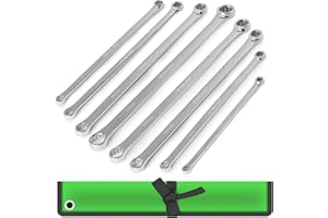 SWANLAKE GARDEN TOOLS SWANLAKE 8PCS Extra Long Double Box End Wrench Set, CR-V, Less Effort Aviation Wrench Metric 8mm - 24mm