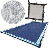 SWIMLINE Deluxe Mesh Leaf Net Cover for 16x24 Ft Rectangle Inground Pools | Catches Leaves For Easy Lift-off Removal, Mesh Lets Rain Drain, Cable &amp; Winch Included, Helps With Seasonal Pool Winterizing