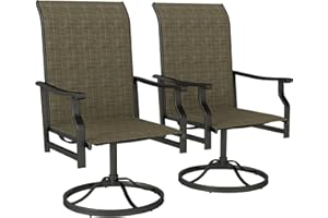 Outsunny Patio Swivel Chair Set of 2, Rocking Swivel Outdoor Chairs with High Back, All-Weather Patio Dining Furniture for La