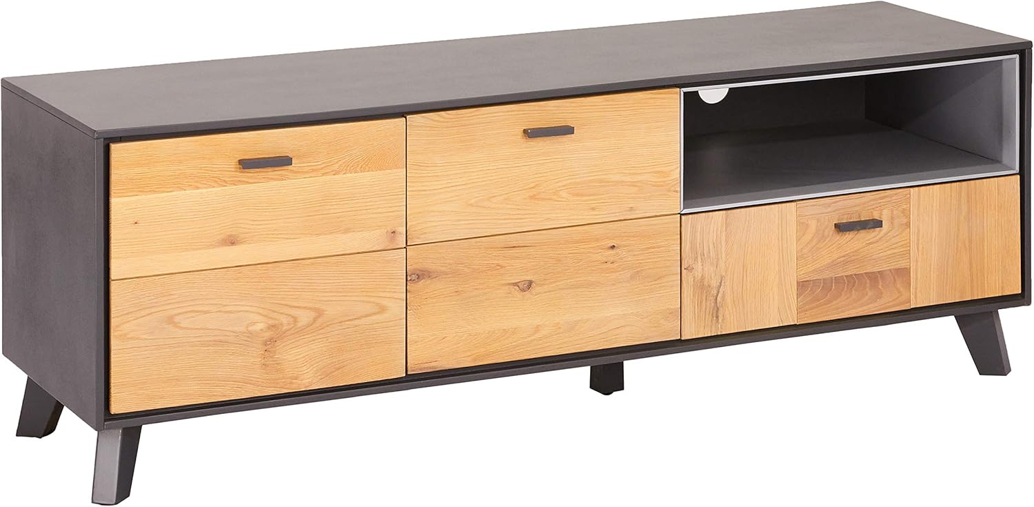 Ibbe Design Tv Tisch Fernsehschrank Massiv Eiche Holz Grau Lackiert MDF