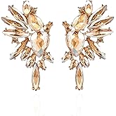 VANGETIMI Vintage Rhinestone Statement Earrings for Women Fashion Bling Colorful Crystal Cluster Drop Dangle Earrings
