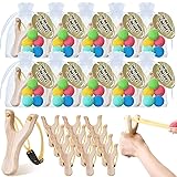 Soulchen 12 Sets David and Goliath Wooden Slingshot