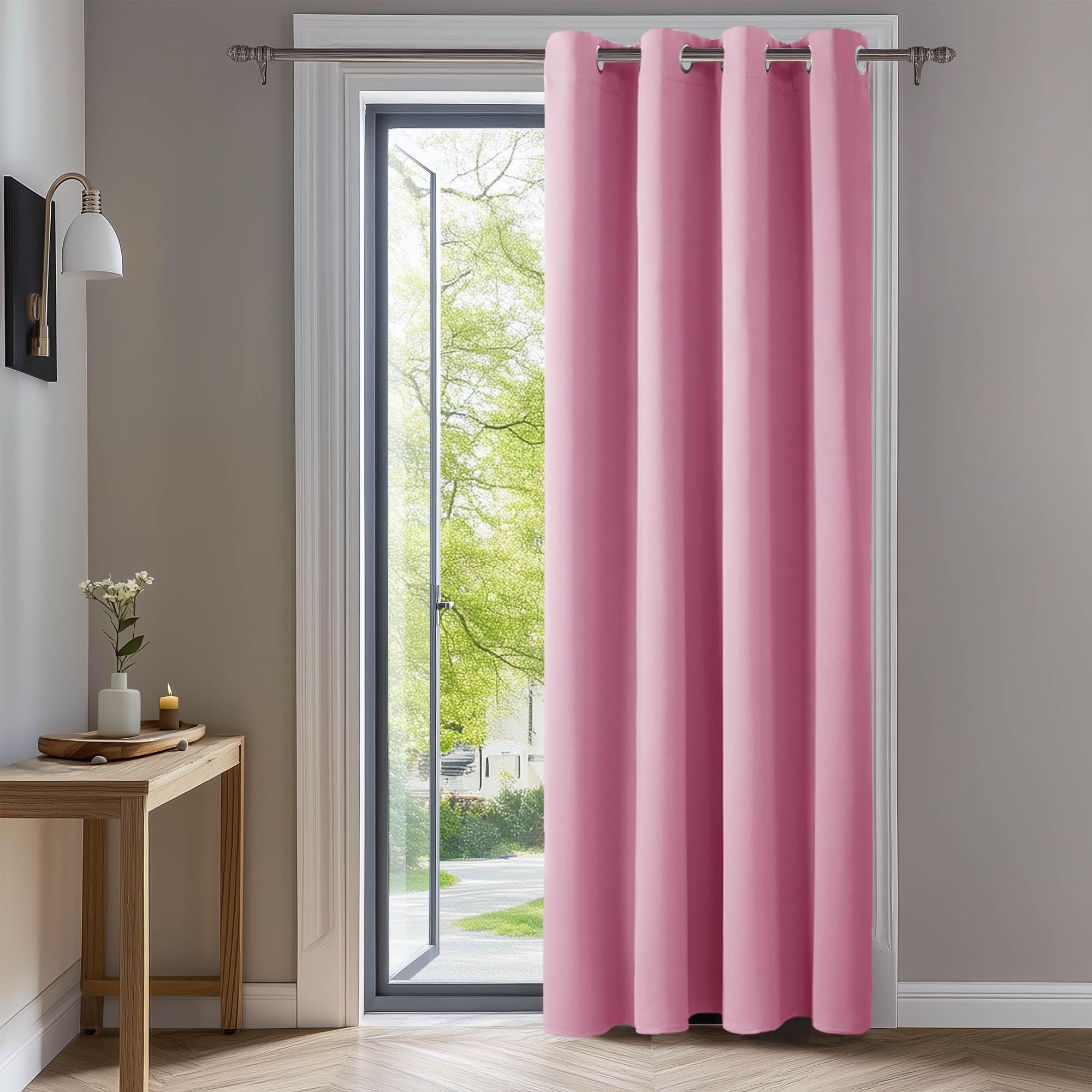 Deconovo Pink Curtain Eyelet Energy Saving Room Darkening Thermal Insulated Blackout Curtain for Nursery 52"x 72" Pink 1 PANEL — image 1