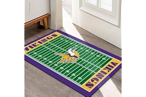 AYYQHC Football Field Design Entry Floor Mat,30" W x 18" H Purple Yellow Color Non-Slip Rubber Door Mat for Football Sports Fans, Home Decor Area Rug