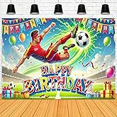 BlissYard Happy Birthday Banner 71X43 Soccer Birthday Backdrop for Birthday Party Decorations Sports Photography Background for Boys Birthday Anniversary Party Supplies Photo Booths Studio Props