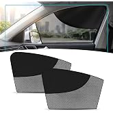 nvojeaf 2 PCS Car Window Sun Shades, Heat &amp; Sun Blocking Magnetic Cover for Front Driver &amp; Passenger, Double-layer Breathable Mesh Sunshades, Full/Half Blackout Protector for Most Cars (Black)